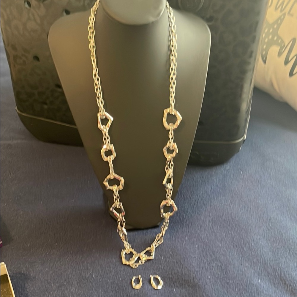 Lia Sophia Elegant Silver Necklace and Earring Set